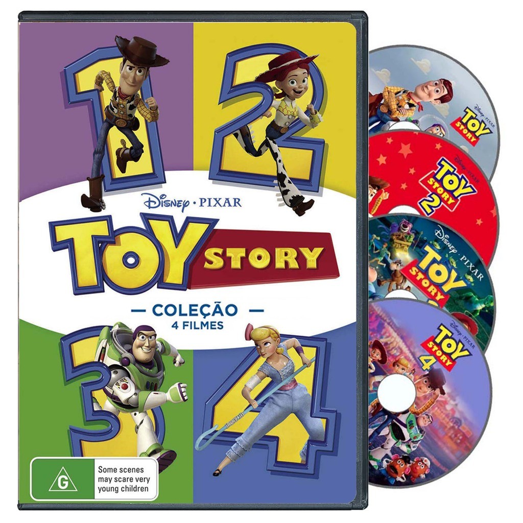Dvd Toy Story  Quadrilogia Filme 1 2 3 4 Disney - 4 Dvd