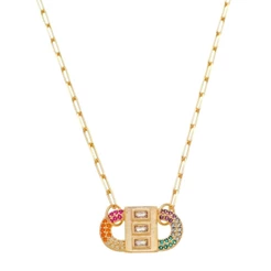 COLAR FEMININO RAFA LOCKER BAGUETE ZIRCÔNIAS COLORIDAS FOLHEADO A OURO 18K PIUKA