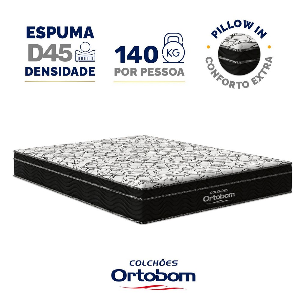 Colchão de Espuma D45 Ortobom Airtech Ortopillow 150 Queen 158cm em Oferta na Shopee