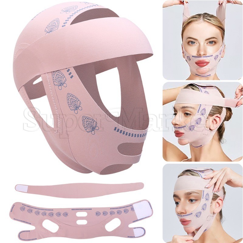 [Destaque] Bandagem Modeladora V-Face-Cinto De Levantamento De Queixo E Bochecha-Alça De Emagrecimento Facial-Modelador De Rosto-Faixa De Dormir Antirrugas-Elástico , Reutilizável , Respirável-Ferramentas De Beleza