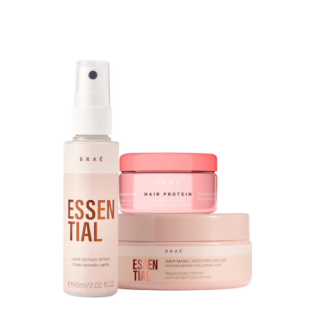 Kit Braé Hair Proteín Essential Hair Spray Mini e Máscara (3 produtos) em Oferta na Shopee