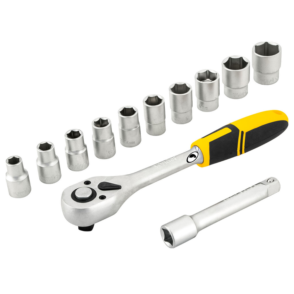 Soquetes Sextavado 1/2" 10mm A 24mm Com Catraca 12pçs Vonder