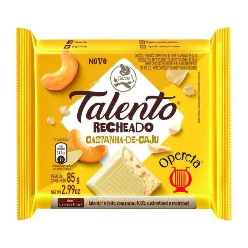 Chocolate Talento Opereta Recheado Com Castanha De Caju 85g em Oferta na Shopee