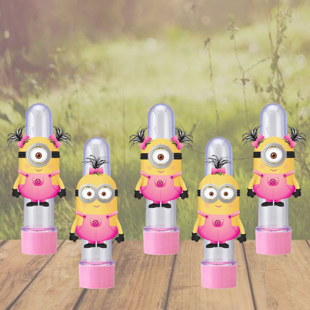 Kit com 10, 20 ou 30 Tubetes Personalizado Para aniversário Minions Menina