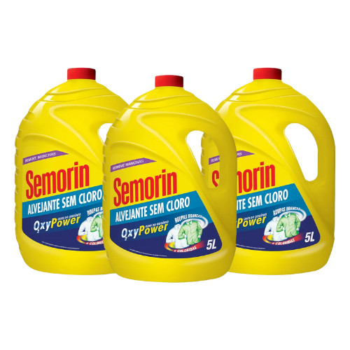 Kit 3 Alvejante Sem Cloro Lava Roupas Semorin Oxy Power 5L