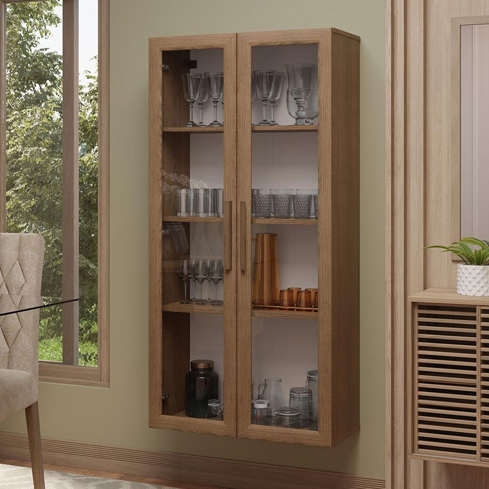 Cristaleira Suspensa 70 cm 2 Portas de Vidro Rustic Madesa - Home & Living
