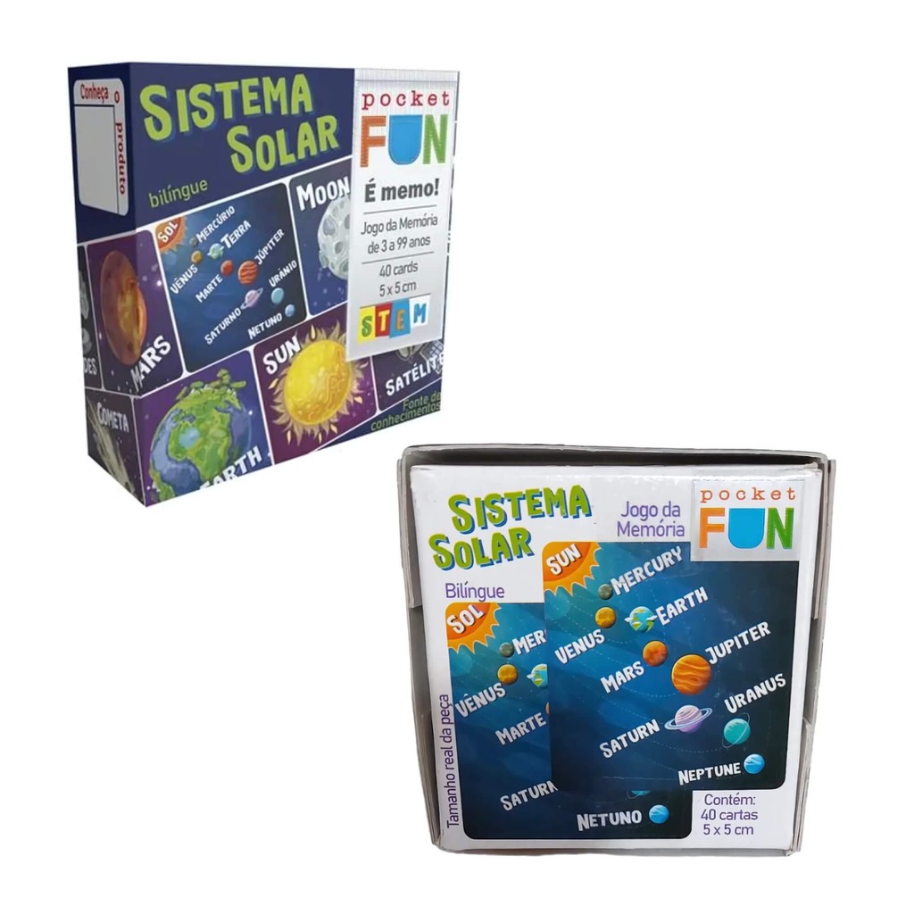 Jogo da Memória Stem Sistema Solar Conhecimento Pedagógico Interativo Cooper Fun - 00137 em Oferta na Shopee