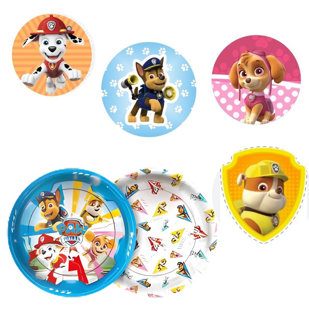 8 PRATO BOLO FESTA PATRULHA  CANINA DE PAPEL 18 CM REGINA - Home & Living