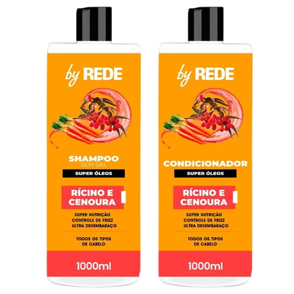 Kit By Rede Shampoo + Condicionador Rícino e Cenoura 1000ml - Beauty
