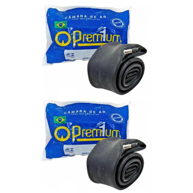 Par Câmara de Ar Pop Biz Crypton 2.75-17 Camara Premium PA Aro 14 + PA Aro 17