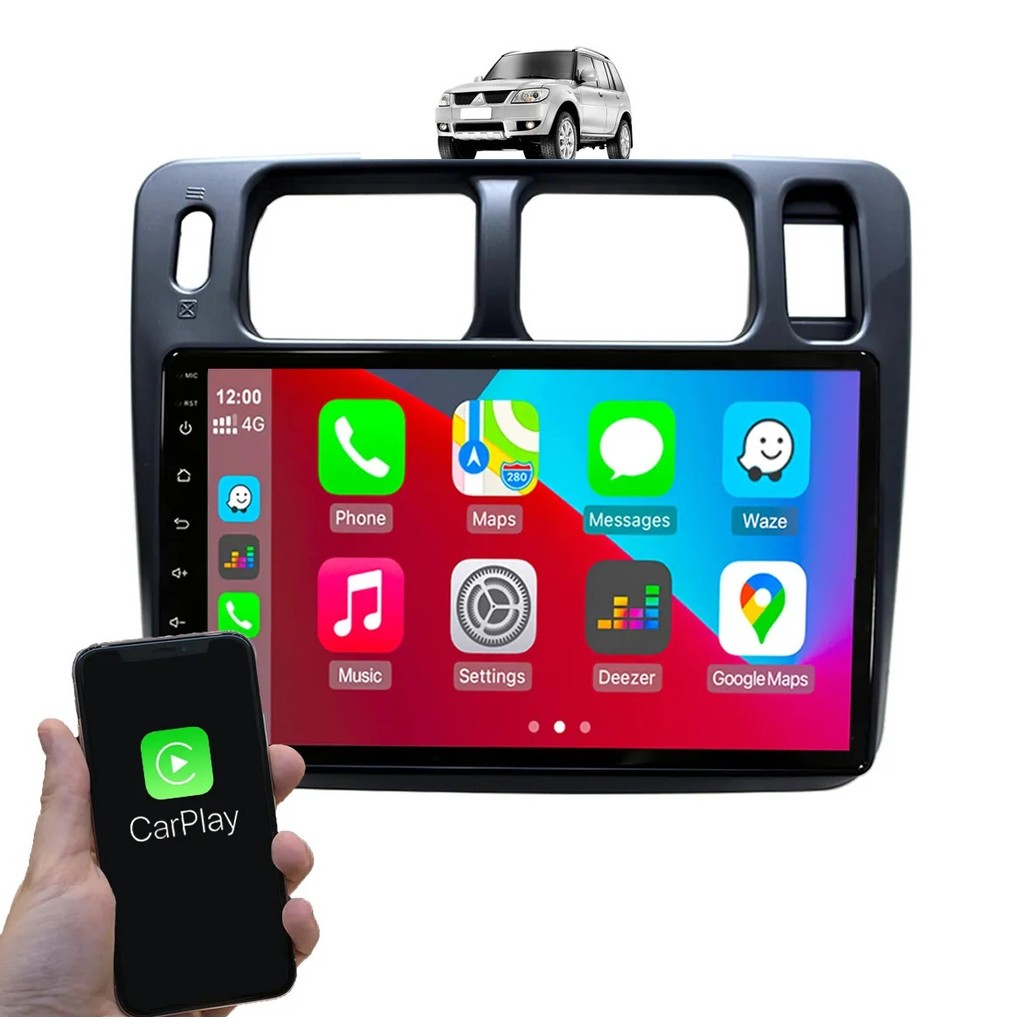 Kit Multimidia Pajero TR4 2010 / 2014 9 Pol Carplay AndroidAuto USB BT FM - Roadstar 7009BR