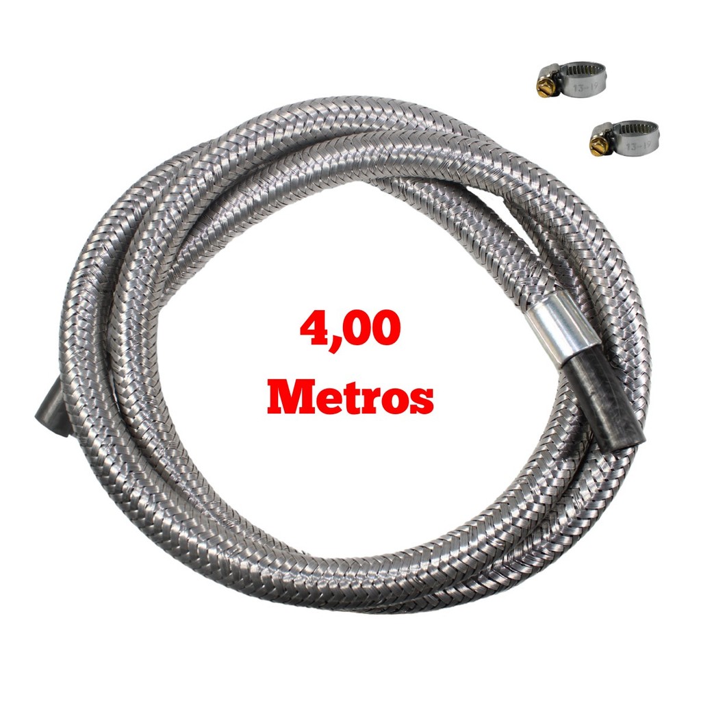 ENVIO IMEDIATO - Mangueira fogão Flexível Malha De Aço Para Gás 4,00 m
