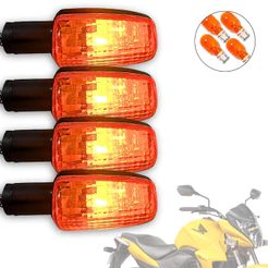 Kit 4 Pisca Seta Cg Titan Fan 125 150 Xre 300 Cb300 Cbx Twister 250 2000 2001 2002 2003 2004 2005 2006 a 2013 Laranja