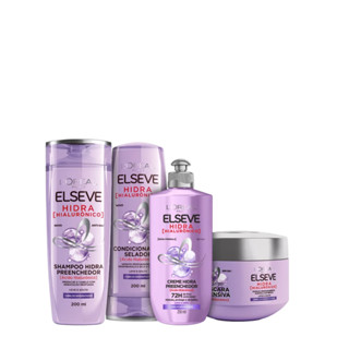 Kit Elseve Hidra Hialuronico Loréal Paris Shampoo 200ml + Condicionador 200ml + Máscara 300g + Creme de pentear 250ml em Oferta na Shopee