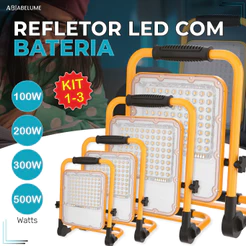 Refletor Holofote Led Pro 500W 300W 200W 100W Com alça antiderrapante Sinalizador Recarregável