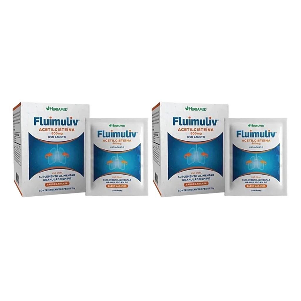 Kit 2 Fluimuliv Acetilcisteína 600mg C/16 Envelopes-Herbamed