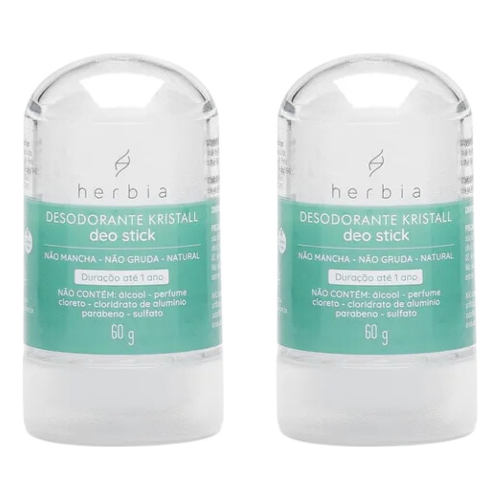 Kit 2 Desodorante Stick Herbia 60g Natural Vegano Pedra Sal