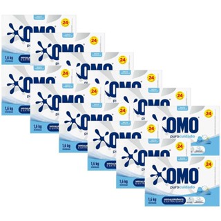 Kit 12 Lava-Roupas em Pó Omo Puro Cuidado 1,6kg em Oferta na Shopee