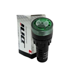 Alarme Sonoro Intermitente Buzzer Sinaleiro Audio Visual LED Verde 22mm 110v