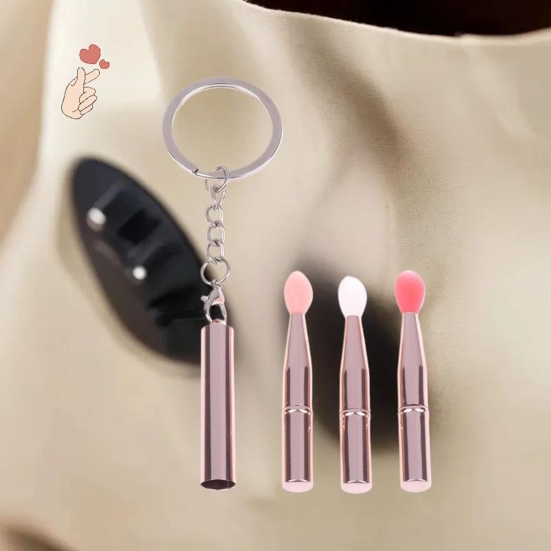[PEBR] 1 Peça Pincel Multifuncional De Silicone Para Lábios Portátil Com Capa Chaveiro Batom À Prova De Poeira Sombra De