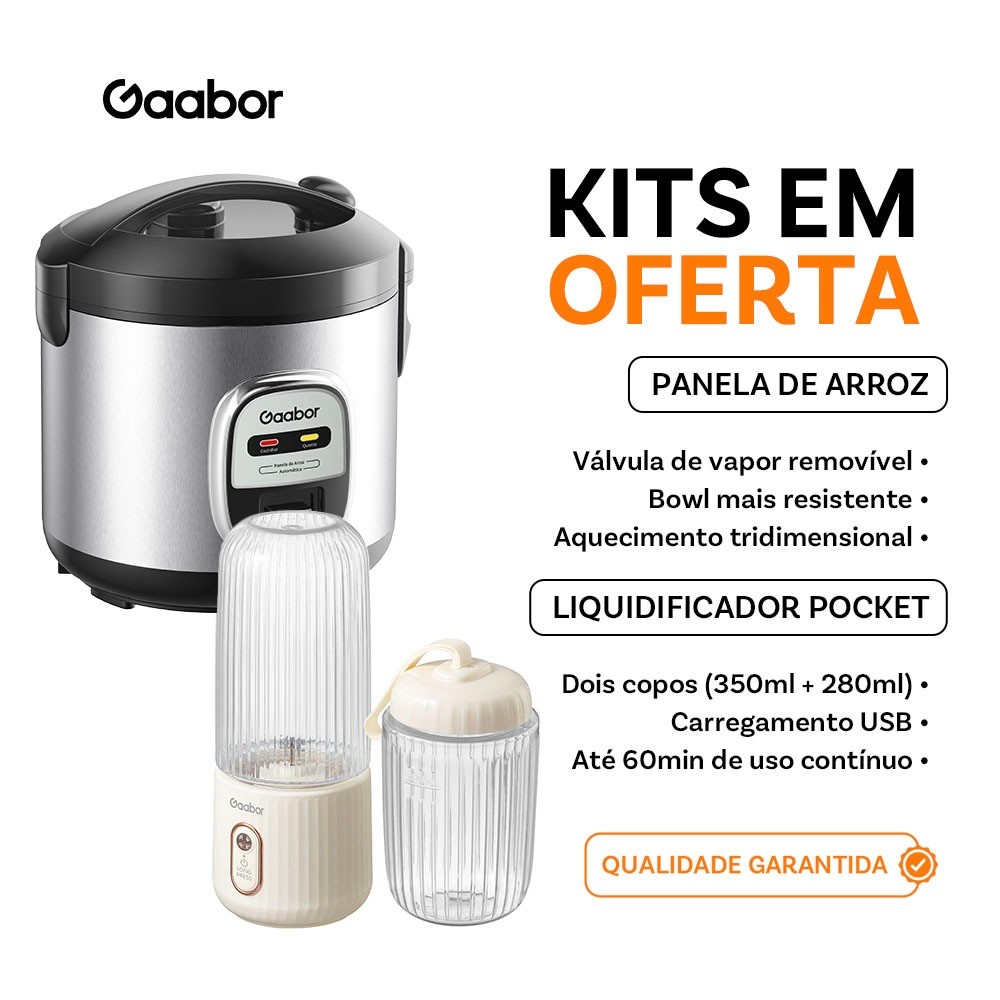 [Venda em conjunto] Gaabor 1L Rice Cooker RC20M + Espremedor de frutas portátil USB de bolso 350 ml + 280 ml FP03T