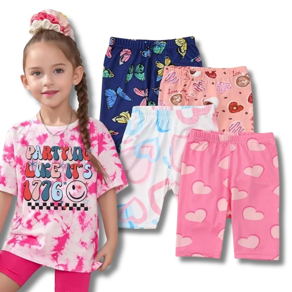 Kit C/ 5 Bermudas Ciclista em Malha Algodão Menina Tamanho 4 ao 16