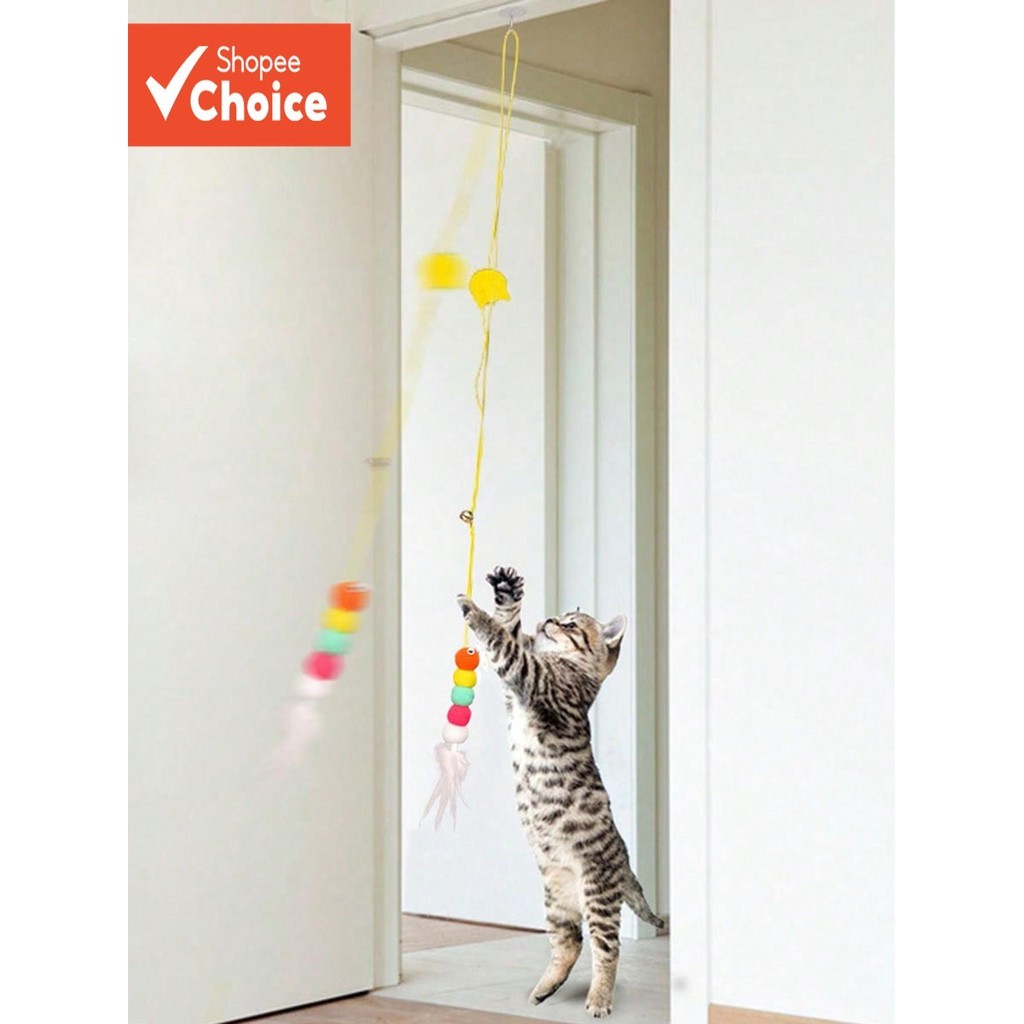 Brinquedo Interativo Para Gatos – Varinha De Penas Suspensa Diversão Automática E Balançando