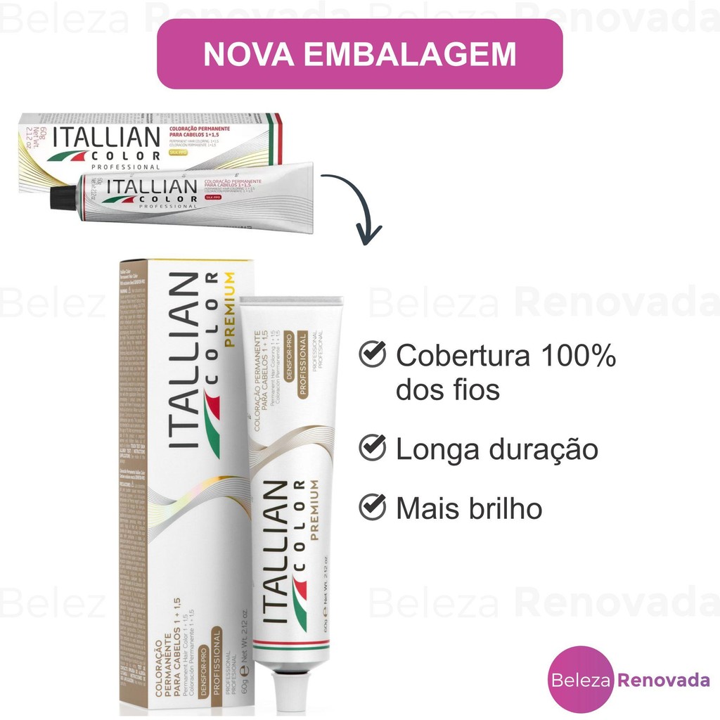 Detalhes do Coloração Itallian Color 5.17 Castanho Claro Cinza Marrom