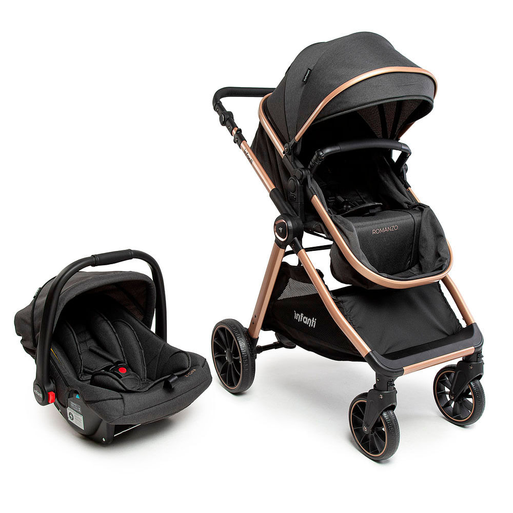 Travel System Romanzo Duo 3 Posições (0 a 15 kg) -  Preto Bronze