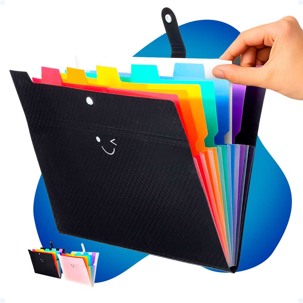 Porta Documentos Pasta Arquivos Escolar Sanfonada Divisórias Com Cores Organizadora Para Escritório em Oferta na Shopee