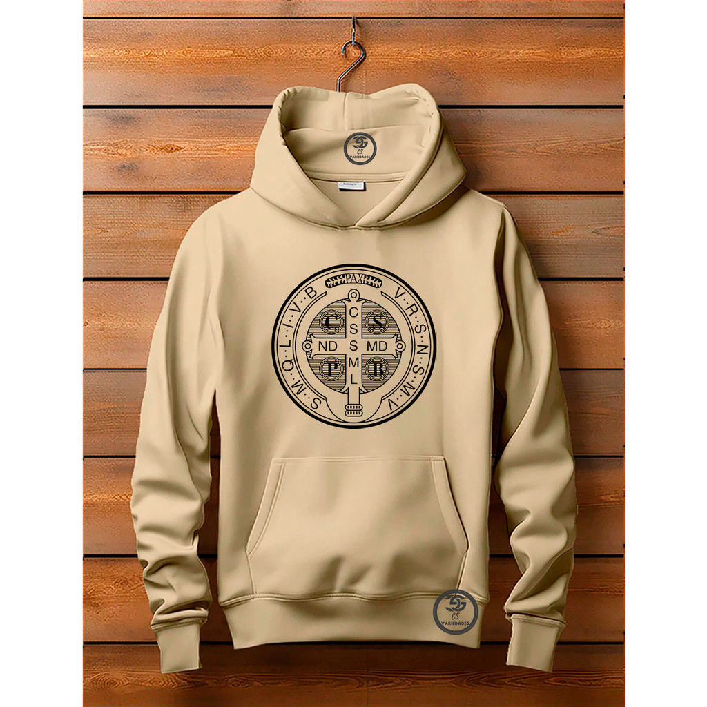 Moletom unissex Canguru Linha Premium Medalha de São Bento Blusa Feminina Com bolso e capuz  Estampa Moda Cristã em Oferta na Shopee