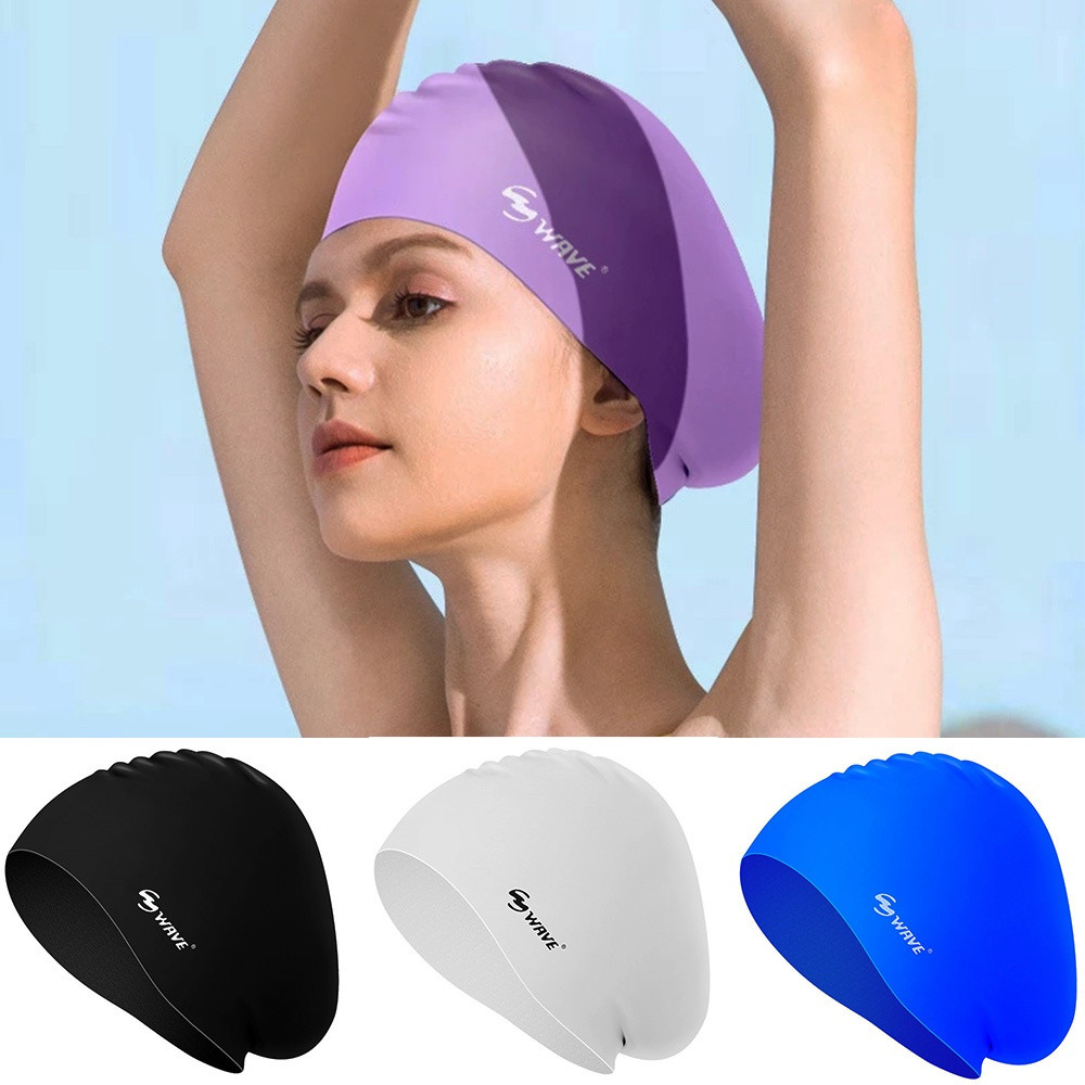 Chapéu de natação de silicone elástico de borracha impermeável para proteger as orelhas Cabelo comprido Chapéu de nataçã