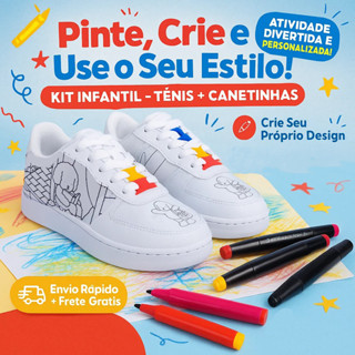 Tênis Infantil Colorir + Canetinhas – Menino e Menina 26 a 37  Personalização Diversão e Conforto em Oferta na Shopee