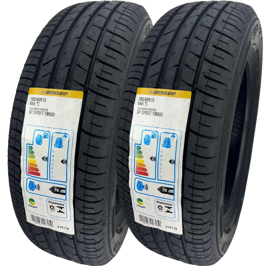 Kit 2 Pneus Dunlop 185/60R15 88H SP Sport FM800 Prisma Polo Onix HB20 Argo em Oferta na Shopee