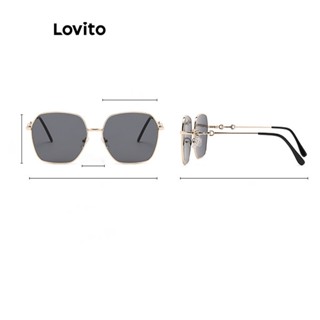 (Trendy) Lovito Óculos De Sol Casuais De Metal Liso Para Mulheres LFA06291 (Tan/Preto) em Oferta na Shopee