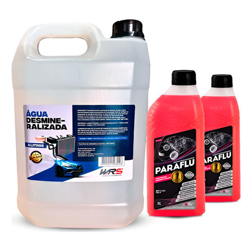 Kit Agua Desmineralizada Galão 5L Wrs 2 Aditivos Paraflu 1L em Oferta na Shopee