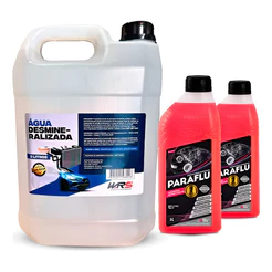 Kit Agua Desmineralizada Galão 5L Wrs 2 Aditivos Paraflu 1L