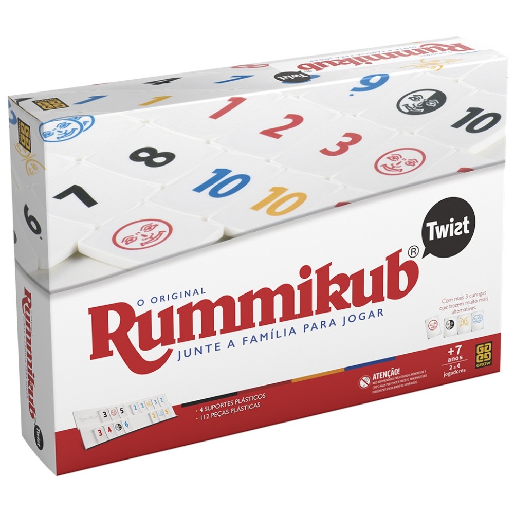 JOGO DE TABULEIRO RUMMIKUB TWIST GROW BRINQUEDO DE MESA FAMÍLIA DIVERSÃO ESTRATÉGIAS DESAFIO NÚMEROS