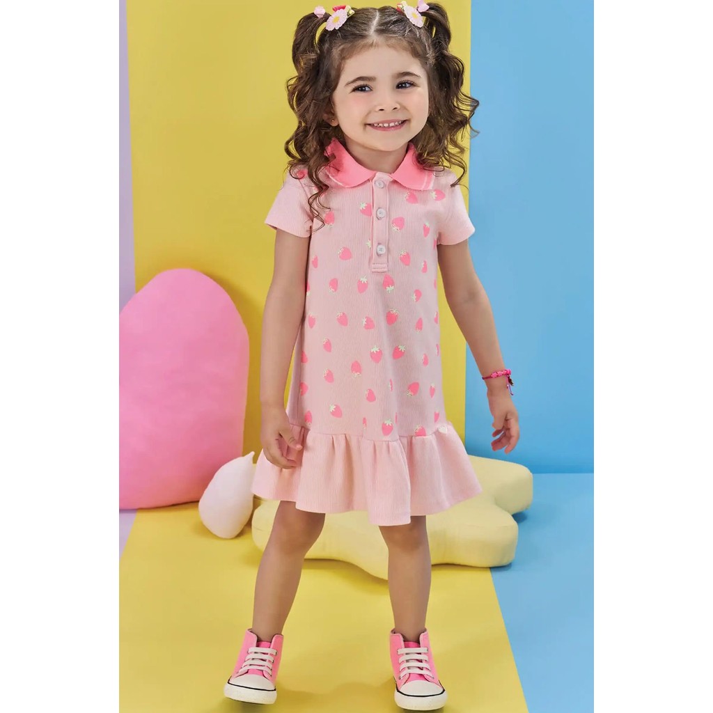 Vestido Baby Verão 26 Menina Polo Moranguinho-KUKIÊ