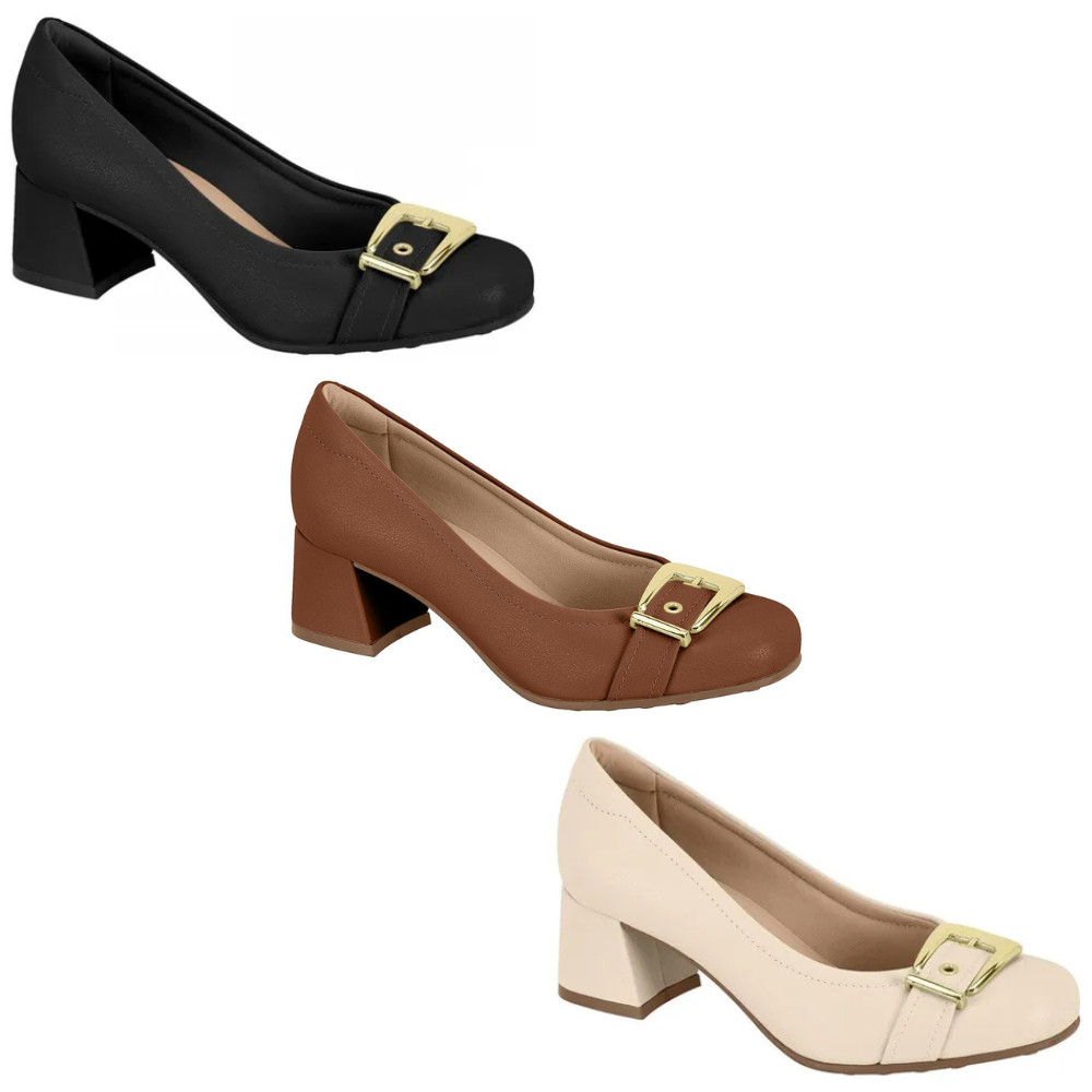 Sapato Feminino Modare Salto Baixo Com Fivela em Oferta na Shopee