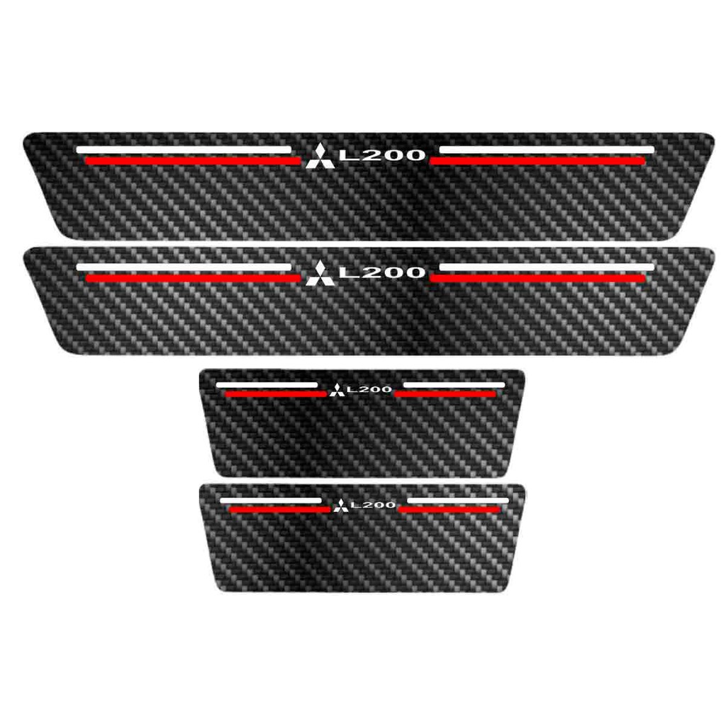 Kit Soleira Protetora Porta Premium Red Carbono  -  L200