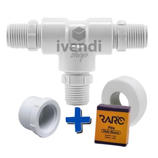 Adaptador Conector Engates Tee Torneira Monocomando 1/2" PVC + Bucha + Veda Rosca P/ Usar Agua Fria em Oferta na Shopee