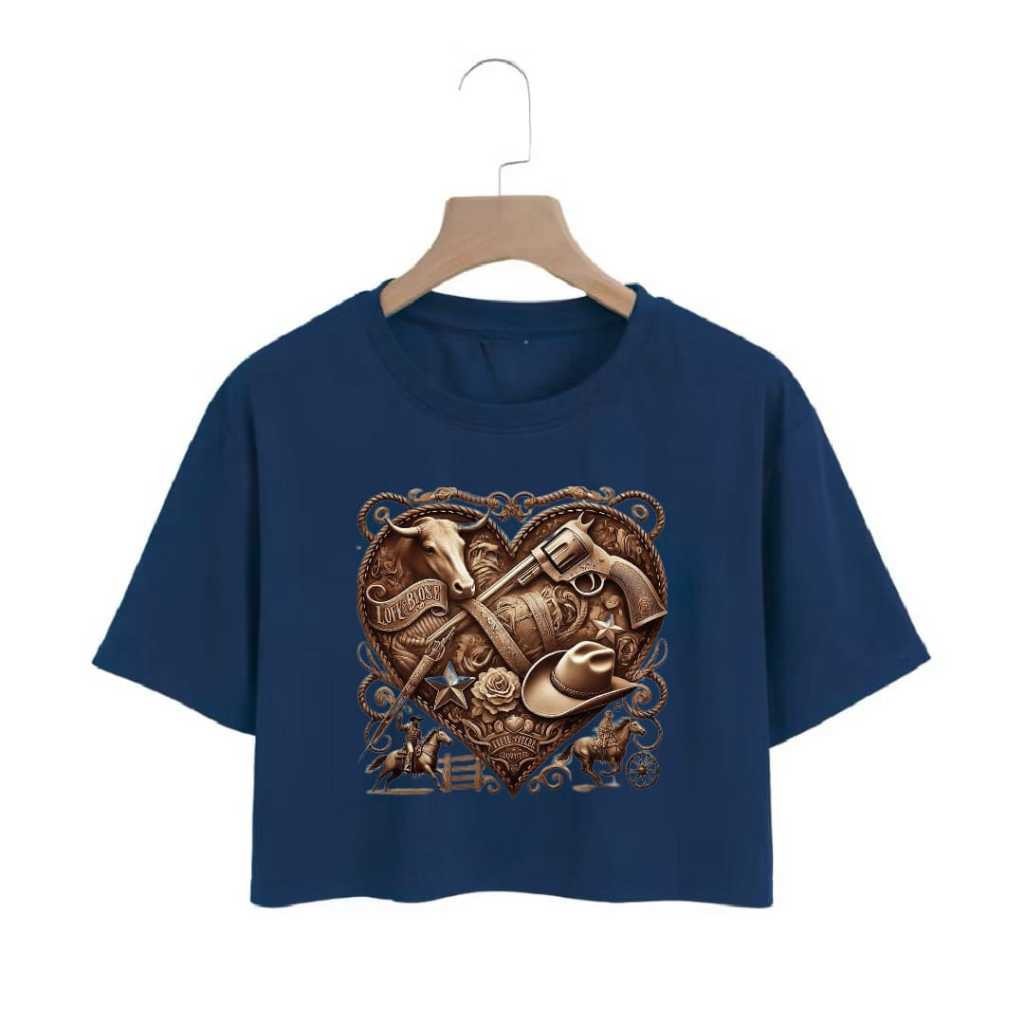 Cropped Feminina Larguinho Oversized T-Shirt Básica Algodão Promoção verao cowtry