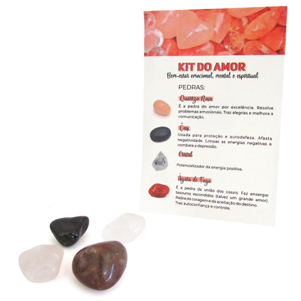 Kit do Amor com Quartzo Rosa, Ágata de Fogo e Ônix - Cura Emocional e Conexão Espiritual