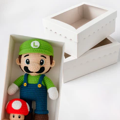 Caixa Para Amigurumi grande (27x15x10cm de altura) com visor embalagem Branco e Kraft lembrancinha