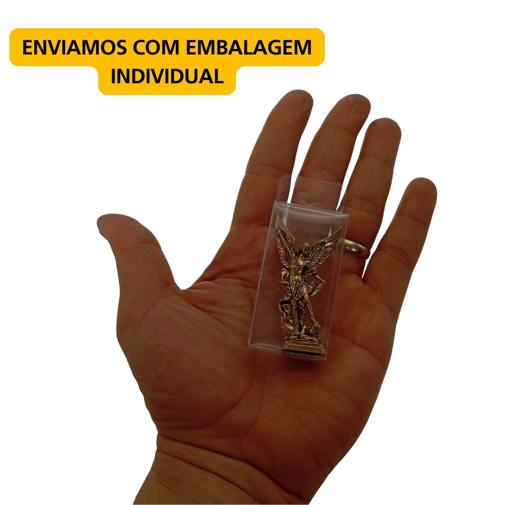 Imagem de São Miguel Pequena Metal 6 cm Para Painel De Carro e Decoração