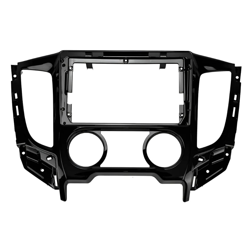 Moldura 9" Polegadas Mitsubishi L200 Triton Dakar 2018 Ar Analógico Black Piano