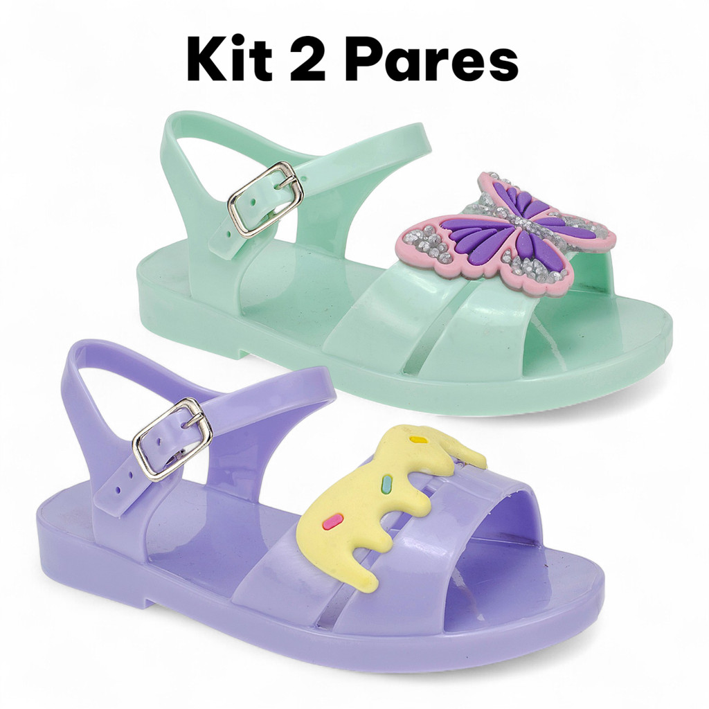 Kit 2 Pares Sandália Infantil Feminina Papete Leve Confortável Solado Antiderrapante em Oferta na Shopee