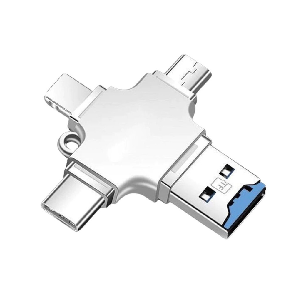 Adaptador 4 em 1 - Tipo C / Lightning / USB-A 3.0 / Micro USB V8 - Verde em Oferta na Shopee