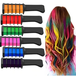 Kit 6 Pente Colorido Giz De Cabelo Com 6 Cores Temporárias Para Festas Criativo Pente de Colorir Pintar Cabelo Giz